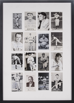 Hall of Famers Single Signed Photograph in 21 x 30 Framed Collage Display With 16 Signatures Including Williams, Hubbell & Greenberg (JSA & Beckett)